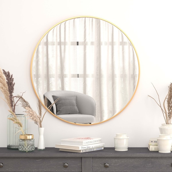 Flash Furniture 36" Round Gold Metal Framed Accent Wall Mirror RH-M003-RD91BB-GD-GG - main